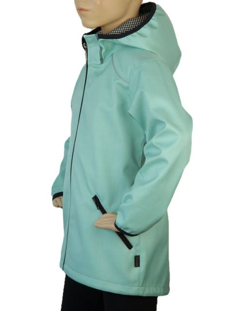 Fantom Dětská jarní prodloužená bunda SOFTSHELL mentolová