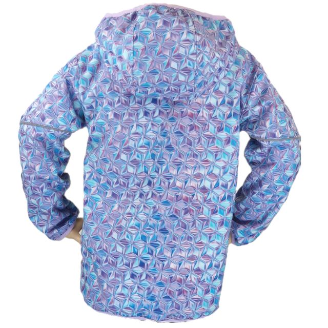 Fantom Dětská softshellová bunda abstraktní potisk s fialovou lemovkou