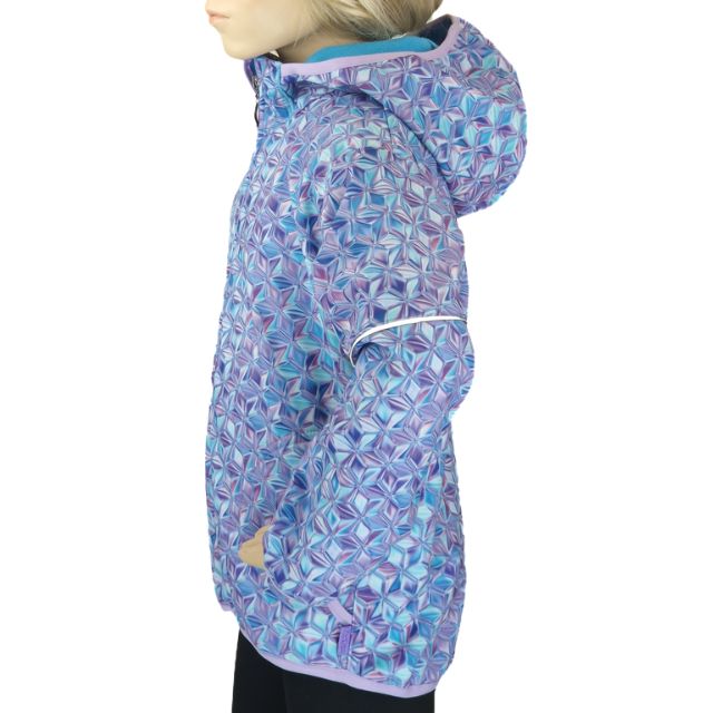 Fantom Dětská softshellová bunda abstraktní potisk s fialovou lemovkou