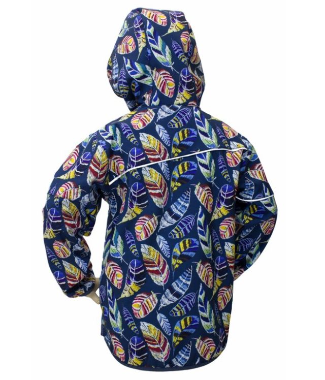 Fantom Dětská softshellová bunda s většími pírky s modrou lemovkou