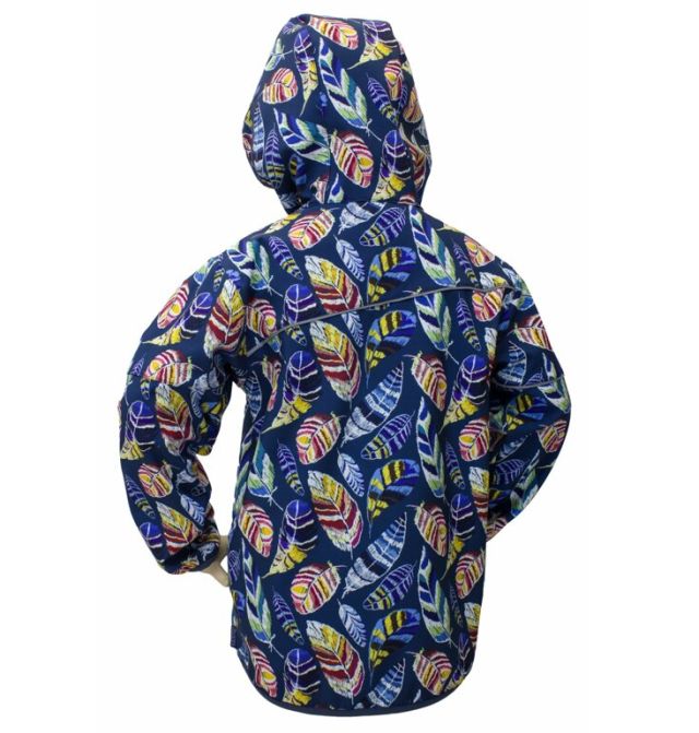 Fantom Dětská softshellová bunda s většími pírky s modrou lemovkou
