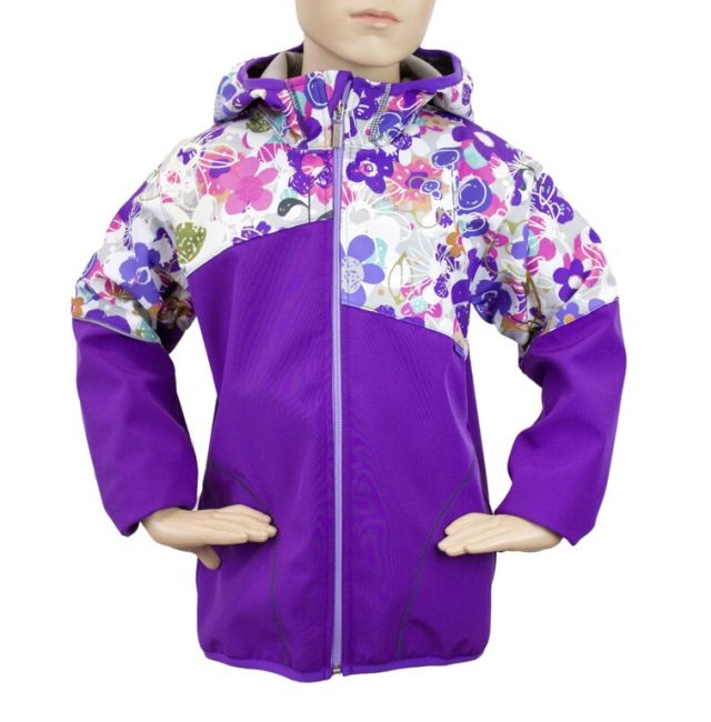 Fantom Dětská softshellová bunda fialová a květinky