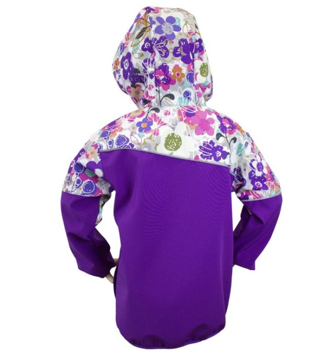 Fantom Dětská softshellová bunda fialová a květinky