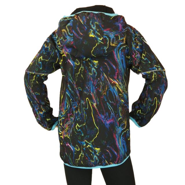 Fantom Dětská softshellová bunda rozlité barvy na tmavě s tyrkysovou lemovkou