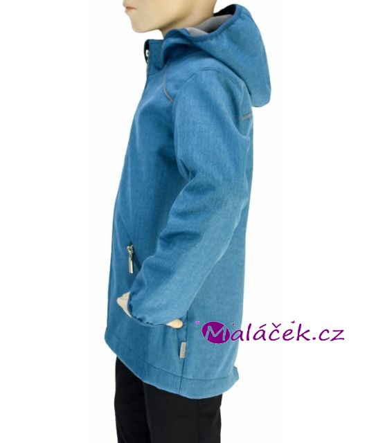 Fantom Dětská prodloužená bunda SOFTSHELL petrolej se strukturou rybí kosti