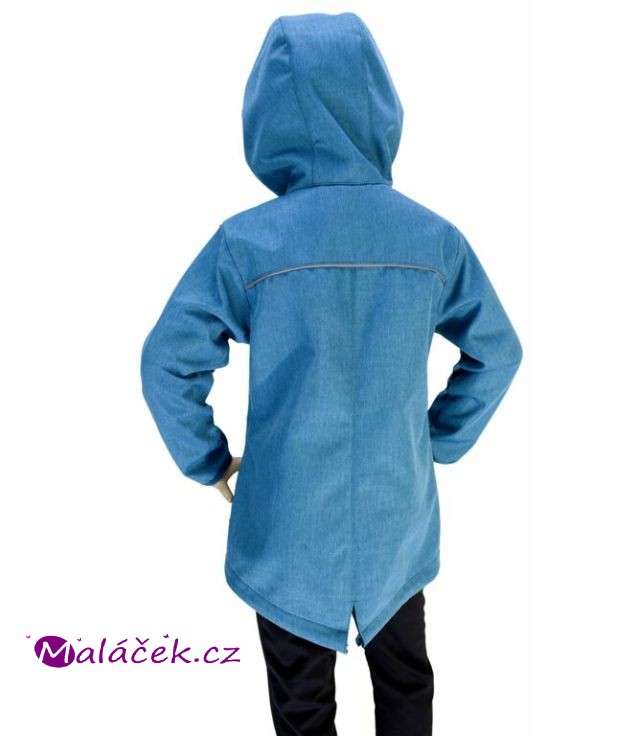 Fantom Dětská prodloužená bunda SOFTSHELL petrolej se strukturou rybí kosti