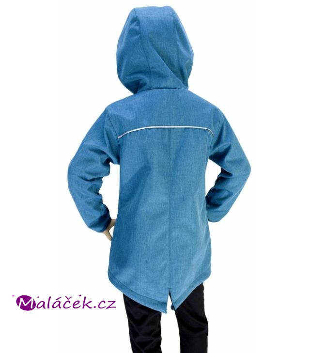 Fantom Dětská prodloužená bunda SOFTSHELL petrolej se strukturou rybí kosti