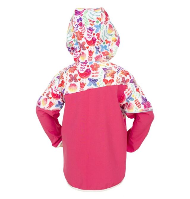 Fantom Dětská bunda Fantom SOFTSHELL dvoubarevná korálová s ptáčky