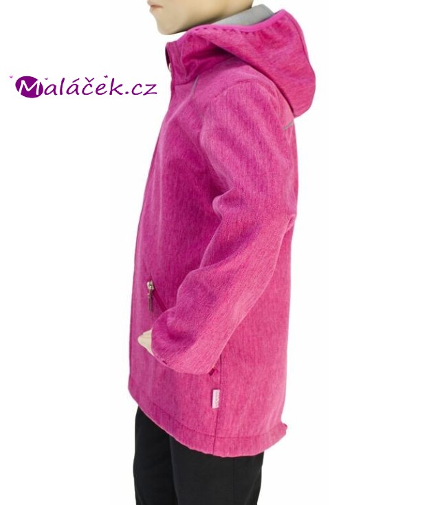 Fantom Dětská prodloužená bunda SOFTSHELL růžová se strukturou rybí kosti