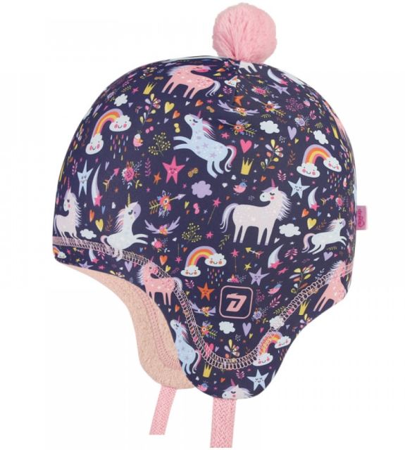 Dráče Dětská zimní funkční čepice Laponka Polárka vzor 40, fialová - jednorožec