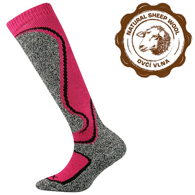 VoXX dětské podkolenky Carving s ovčí vlnou magenta