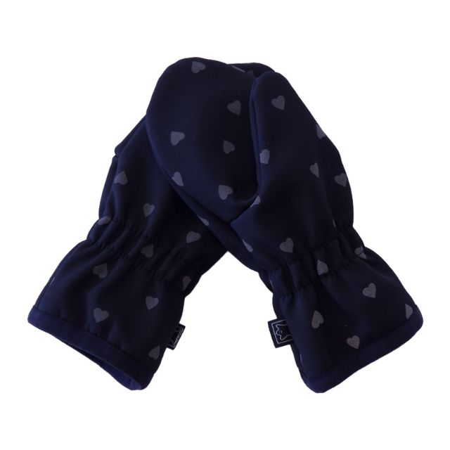 Dětské rukavice Fantom SOFTSHELL bez kožíšku, černé s reflexním potiskem srdíček