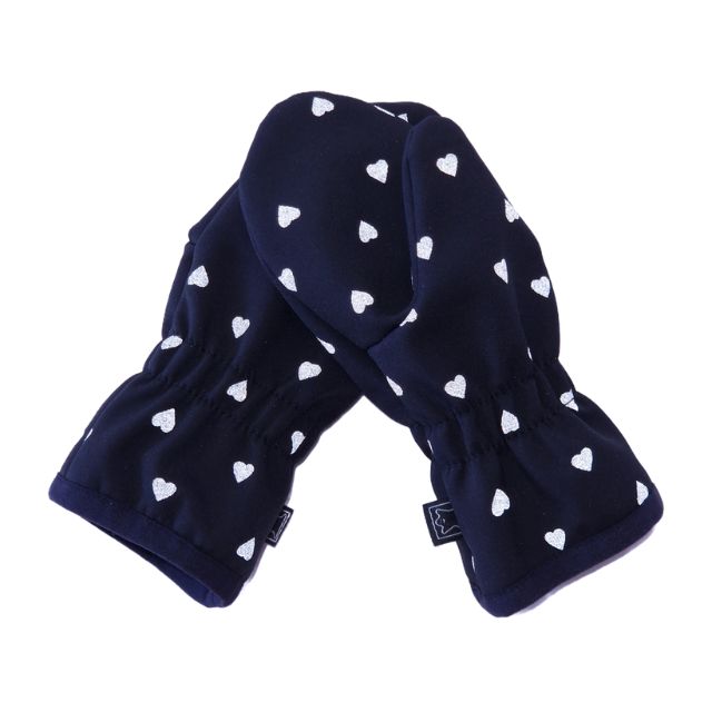 Dětské rukavice Fantom SOFTSHELL bez kožíšku, černé s reflexním potiskem srdíček