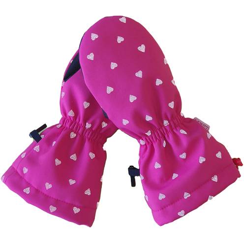 Fantom Dětské SNĚHOVÉ rukavice SOFTSHELL s reflexním tiskem srdíček, růžové