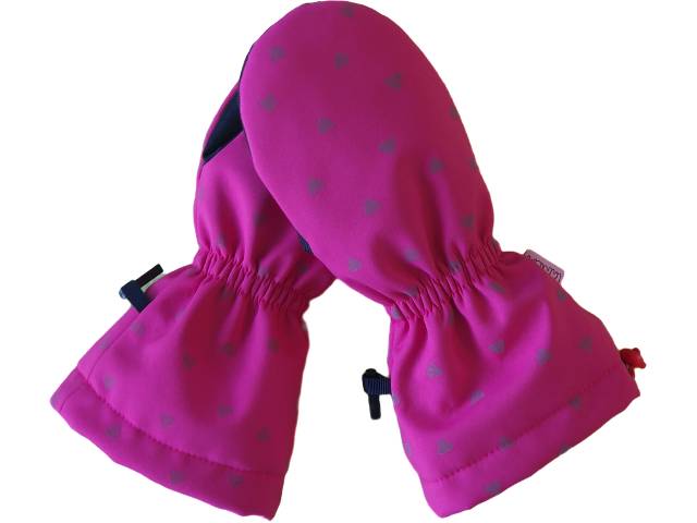 Fantom Dětské SNĚHOVÉ rukavice SOFTSHELL s reflexním tiskem srdíček, růžové