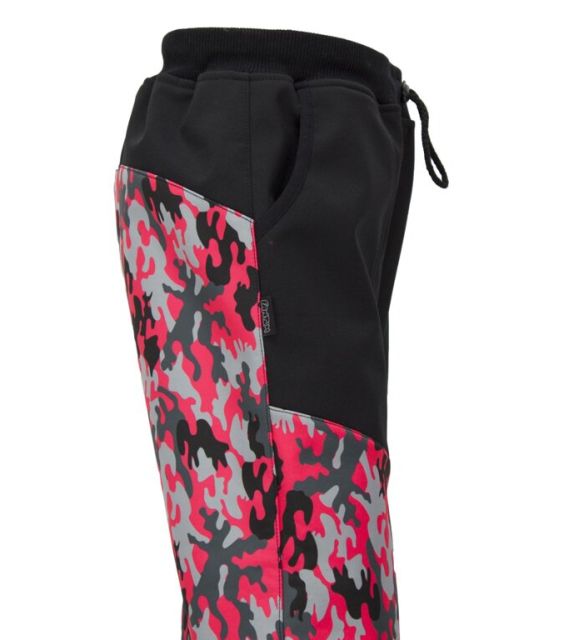 Fantom Dětské kalhoty SOFTSHELL růžový maskáč - membrána 30000/15000