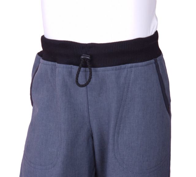 Fantom Dětské softshellové kalhoty ŠEDÝ MELÍR - s dvojitými bambusovými koleny