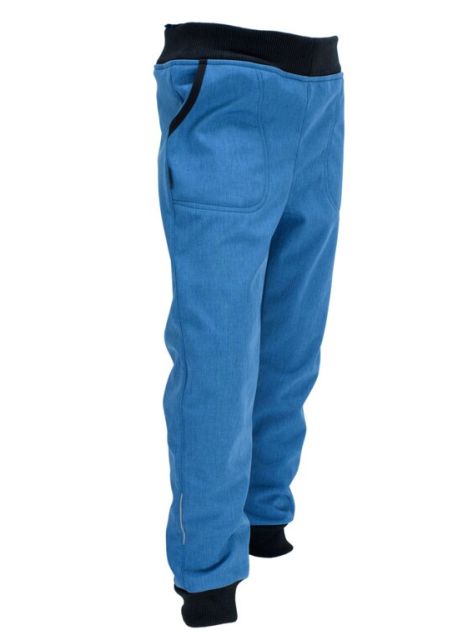 Fantom Dětské kalhoty SOFTSHELL se sníženým sedem - tyrkysový melír