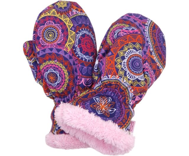 Fantom Dětské softshellové rukavice s kožíškem mandaly