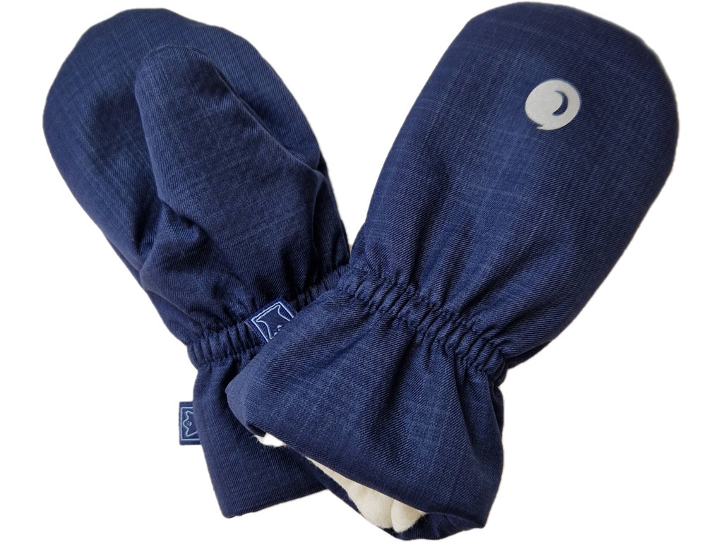 Fantom Dětské softshellové rukavice s podšívkou z merina, reflexní potisk - tmavě modré