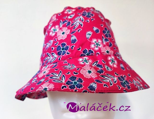 Fantom dětský letní bavlněný klobouk růžový s kytičkami VEL. 52, 54, 56