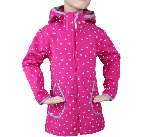 Fantom Dětský softshellový kabát růžový s reflexním potiskem srdíček