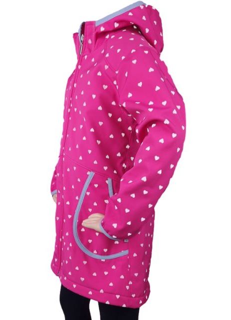 Fantom Dětský softshellový kabát růžový s reflexním potiskem srdíček