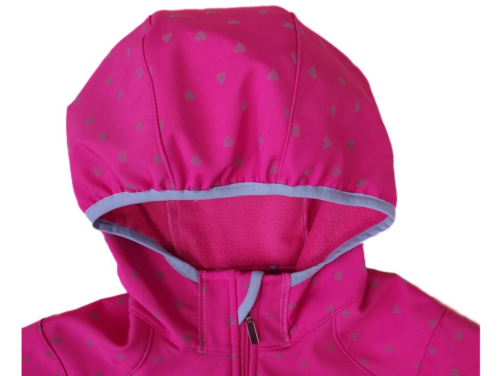 Fantom Dětský softshellový kabát růžový s reflexním potiskem srdíček