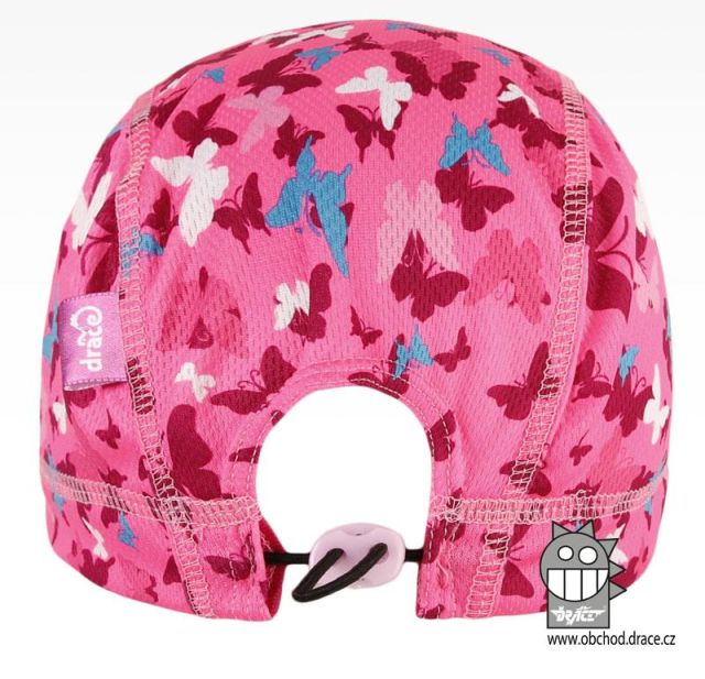 Dráče Letní Funkční kšiltovka NEO s neoprenovým kšiltem UV50+ - vzor 19 růžová, motýlci