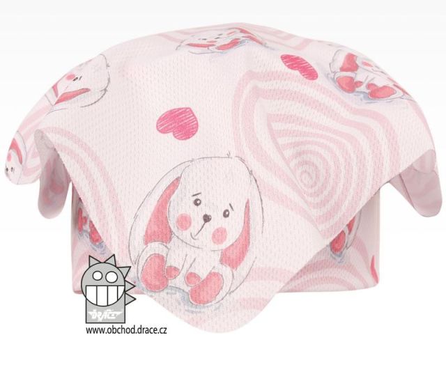 Funkční lehoučký šátek Emily kšilt na jaro a léto - vzor 01, bílo-růžová, pejsci