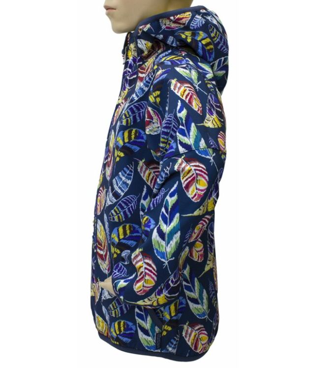 Fantom Dětská softshellová bunda s většími pírky s modrou lemovkou