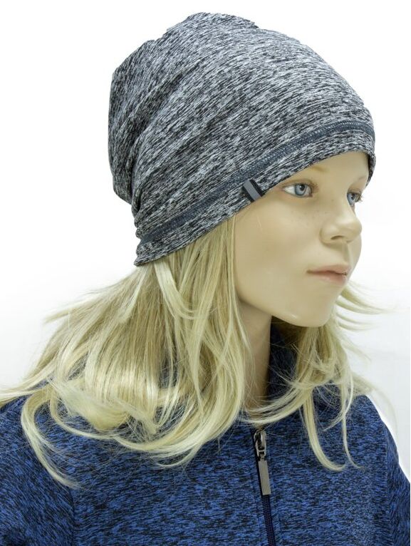 Fantom funkční úpletová čepice s počesem šedý melír