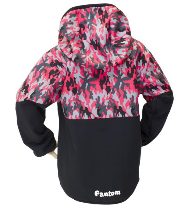 Fantom Dětská softshellová bunda Černo-růžový maskáč