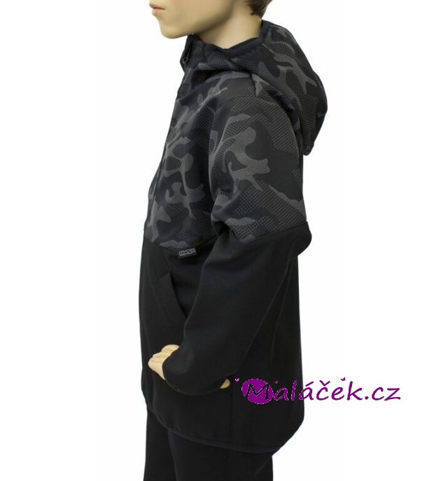 Fantom Dětská softshellová bunda černá-reflexní maskáč 30 000/15 000