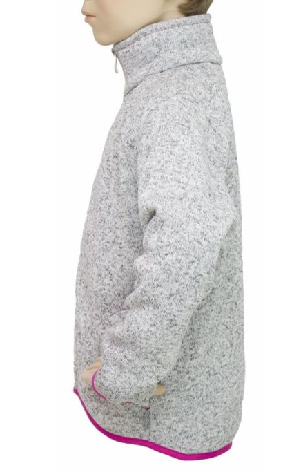 Dětský celopropínací sportovní svetr Fantom - šedý melír, růžová lemovka