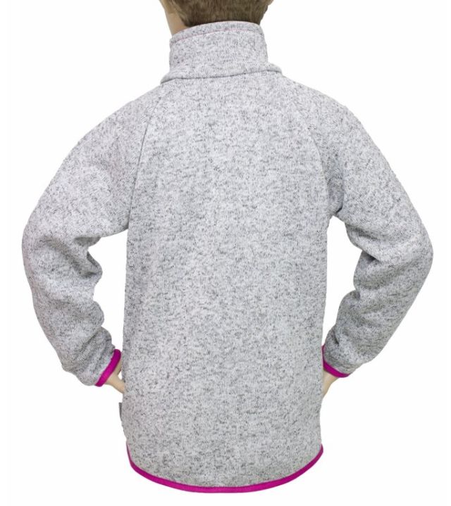 Dětský celopropínací sportovní svetr Fantom - šedý melír, růžová lemovka