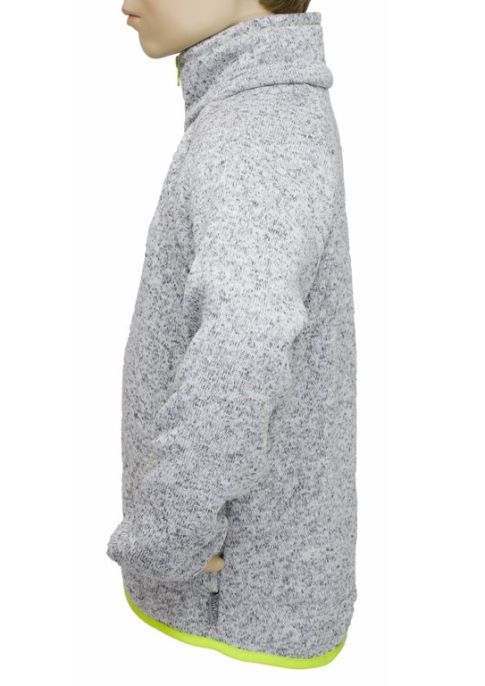 Dětský celopropínací sportovní svetr Fantom - šedý melír, zeleno-žlutá lemovka