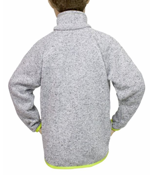 Dětský celopropínací sportovní svetr Fantom - šedý melír, zeleno-žlutá lemovka