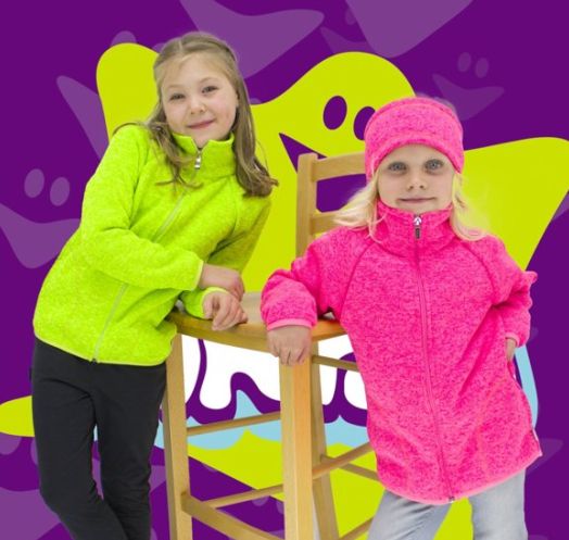 Dětský celopropínací sportovní svetr Fantom - šedý melír, růžová lemovka