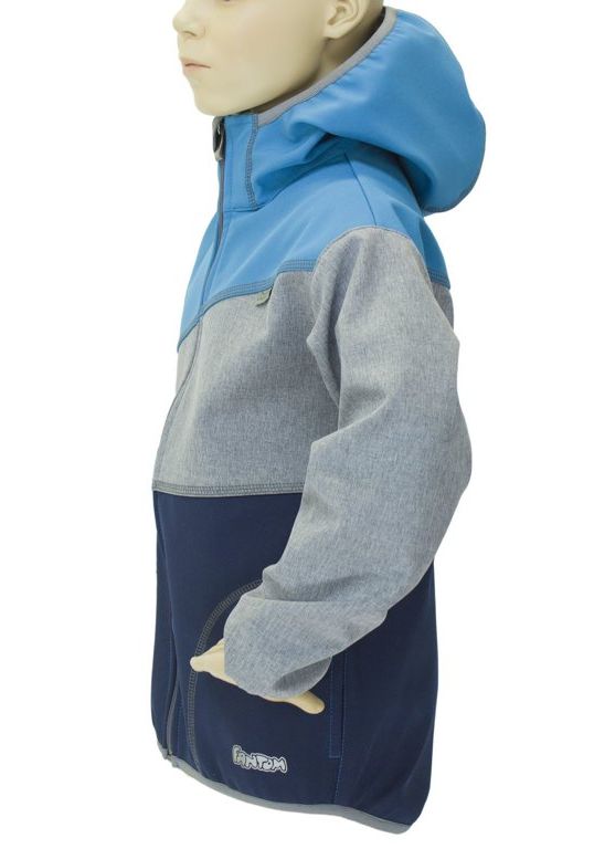 Fantom Dětská softshellová bunda trojbarevná modro-šedý melír-tyrkysová