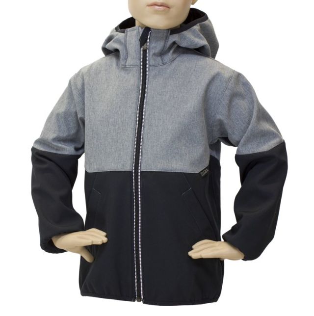 Fantom Dětská softshellová bunda černá a šedý melír