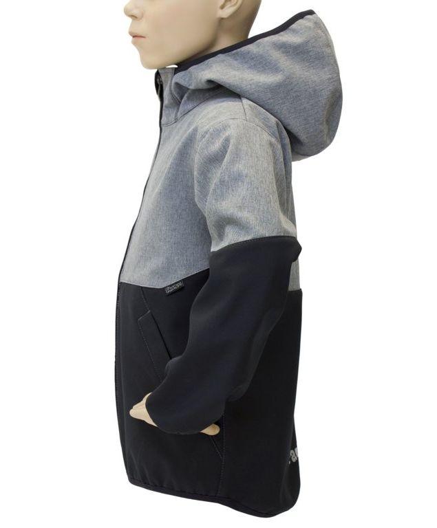 Fantom Dětská softshellová bunda černá a šedý melír