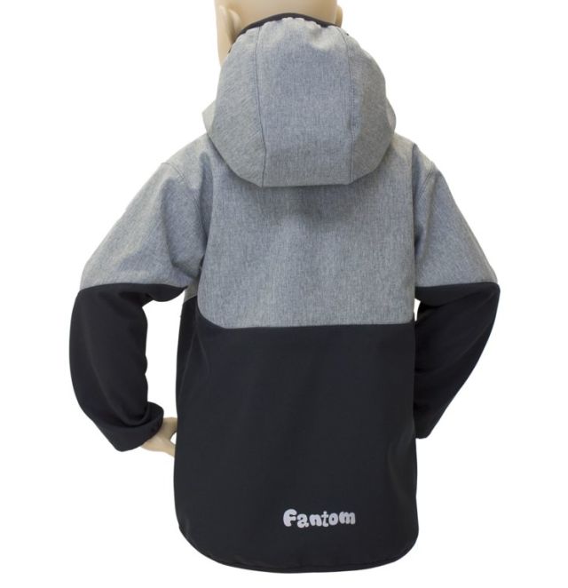 Fantom Dětská softshellová bunda černá a šedý melír