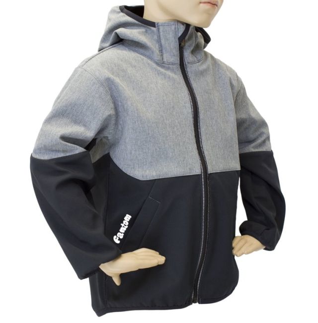 Fantom Dětská softshellová bunda černá a šedý melír