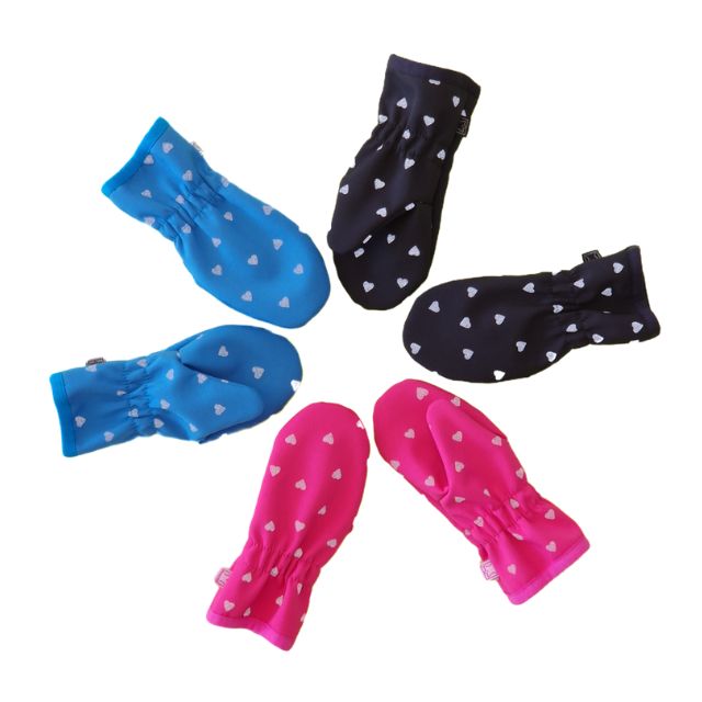 Dětské rukavice Fantom SOFTSHELL bez kožíšku, tyrkysové s reflexním potiskem srdíček