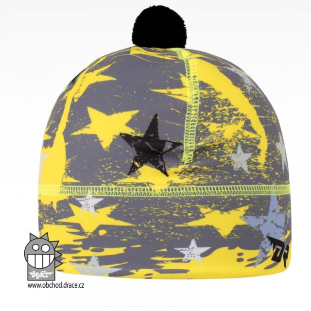 Dráče Flavio čepice pro zimní období vzor 119, žlutá, hvězdy