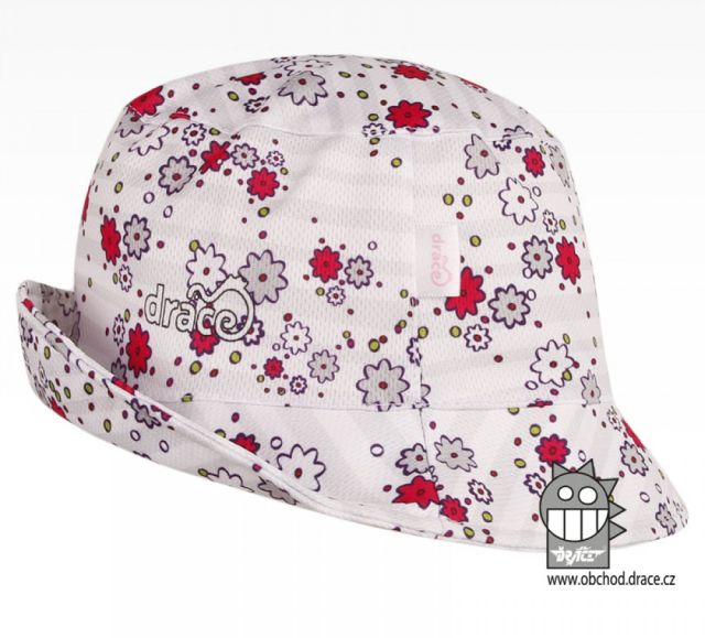 Dráče Funkční vzdušný letní klobouk Florida vzor 14, bílá, růžové květy