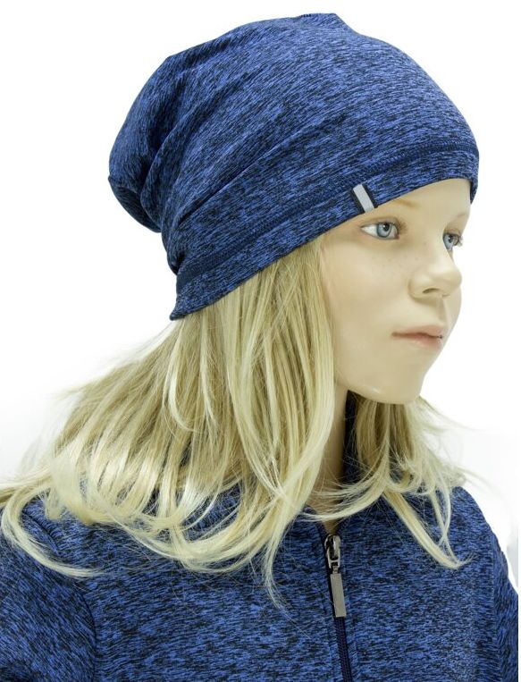 Fantom funkční úpletová čepice s počesem modrý melír