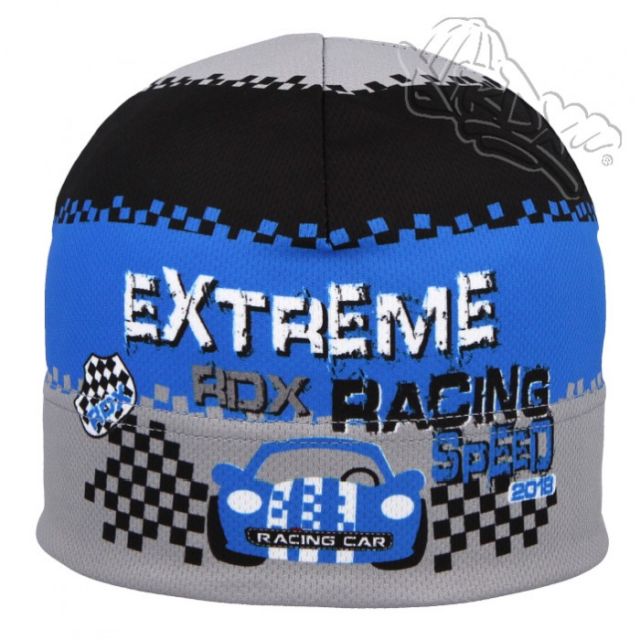 Funkční čepice RDX potisk EXTREME RACING, šedo-modrá