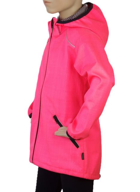 Fantom Dětská jarní prodloužená bunda SOFTSHELL svítivě růžová